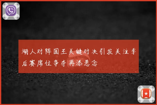 湖人对阵国王关键对决引发关注季后赛席位争夺再添悬念